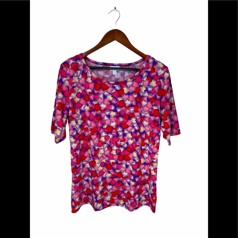 LuLaRoe Gigi Top Valentine Heart Purple Tunic Top Sz XXL